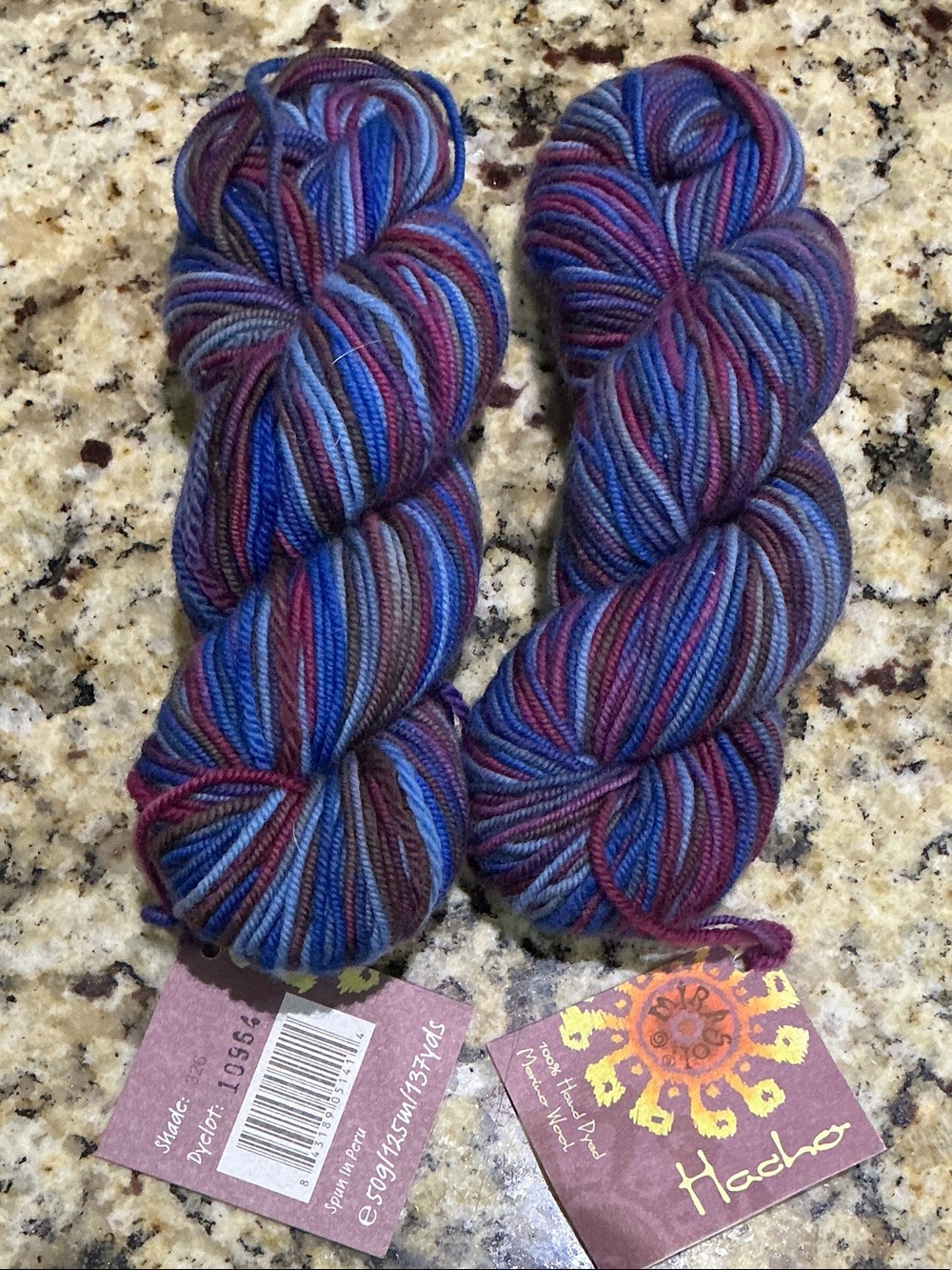 Hand-Dyed Multicolor Merino Yarn in Blue, Purple & Brown by Mirasol Yarn - Picture 4 of 6
